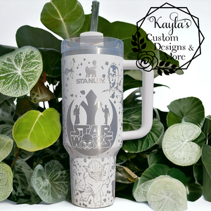 Star Wars Theme Tumbler, Full Wrap Engraved Stanley, Quencher 2.0 Water Bottle, Laser Engraved Cup, Custom Engraved Star Wars Theme Tumbler, Full Wrap Engraved Stanley, Quencher 2.0 Water Bottle, Laser Engraved Cup, Custom Engraved