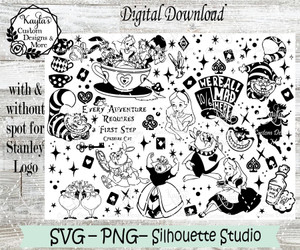 Alice in Wonderland SVG Tumbler Template Digital Download Alice in Wonderland SVG Tumbler Template Digital Download