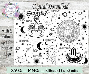 Scorpio Zodiac Sign SVG Tumbler Template Digital Download Scorpio Zodiac Sign SVG Tumbler Template Digital Download