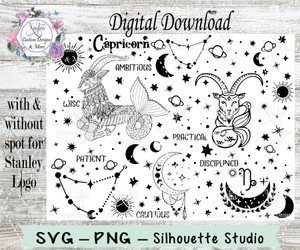 Capricorn Zodiac Sign SVG Tumbler Template Digital Download Capricorn Zodiac Sign SVG Tumbler Template Digital Download