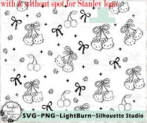 Hello Kitty Cherries and Bows  SVG Tumbler Template Digital Download Hello Kitty Cherries and Bows  SVG Tumbler Template Digital Download