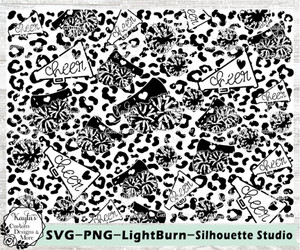 Cheerleader Love Leopard Print SVG Tumbler Template Digital Download Cheerleader Love Leopard Print SVG Tumbler Template Digital Download