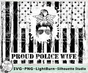 Police Wife American Flag SVG Tumbler Template Digital Download