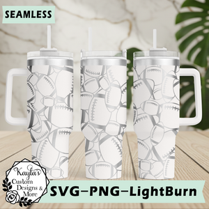 Footballs Sports SVG Tumbler Template Digital Download