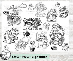 Bowser-Super Mario Enemy SVG Tumbler Template Digital Download