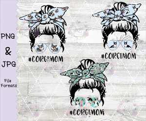 Corgi Mom Life Messy Bun Leopard Print Digital Download Corgi Mom Life Messy Bun Leopard Print Digital Download
