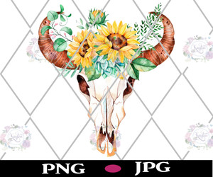 Cow Skull With Sunflowers Digital Download Cow Skull With Sunflowers Digital Download