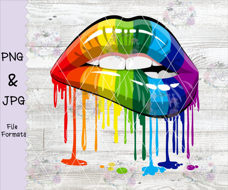Rainbow Dripping Lips Digital Download