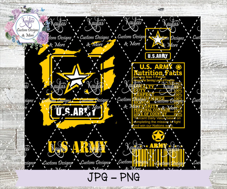 US Army  Can Style Tumbler Wrap Digital Download