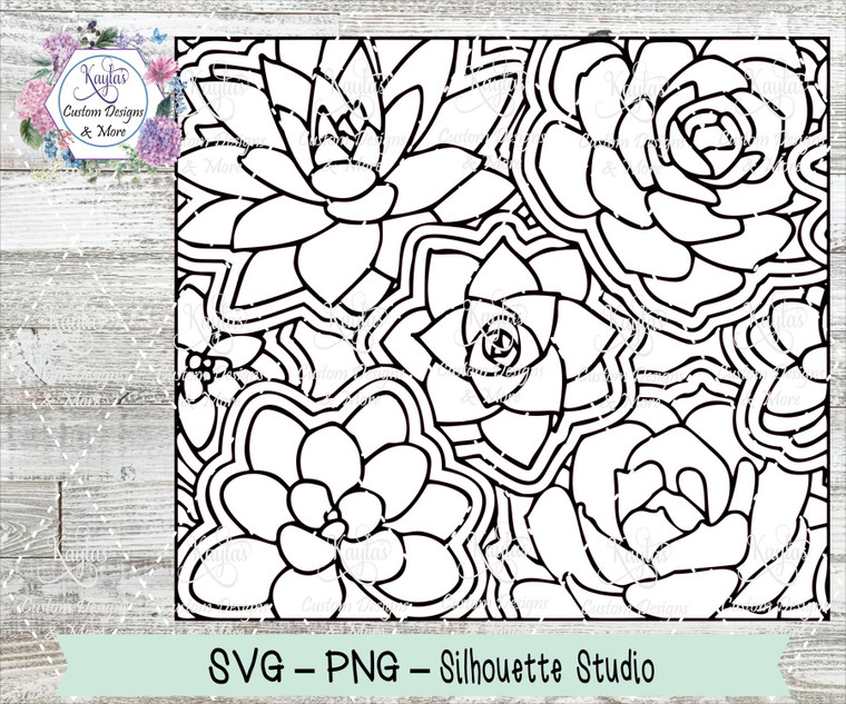 Succulent Burst Tumbler Template Digital Download