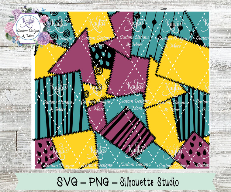 Sally Skellington Fabric Burst Tumbler Template Digital Download