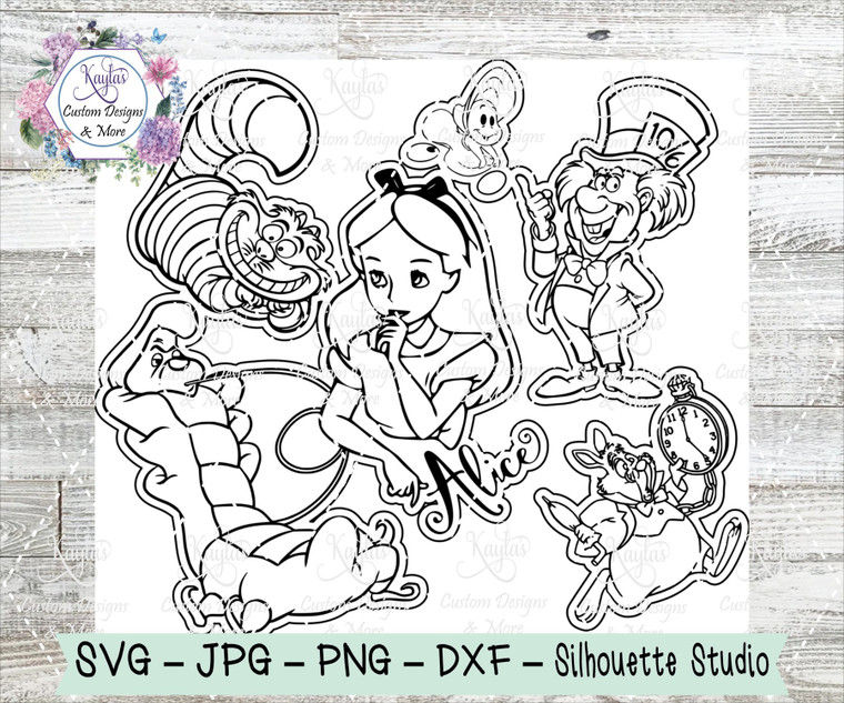 Alice in Wonderland Burst Tumbler Template Digital Download
