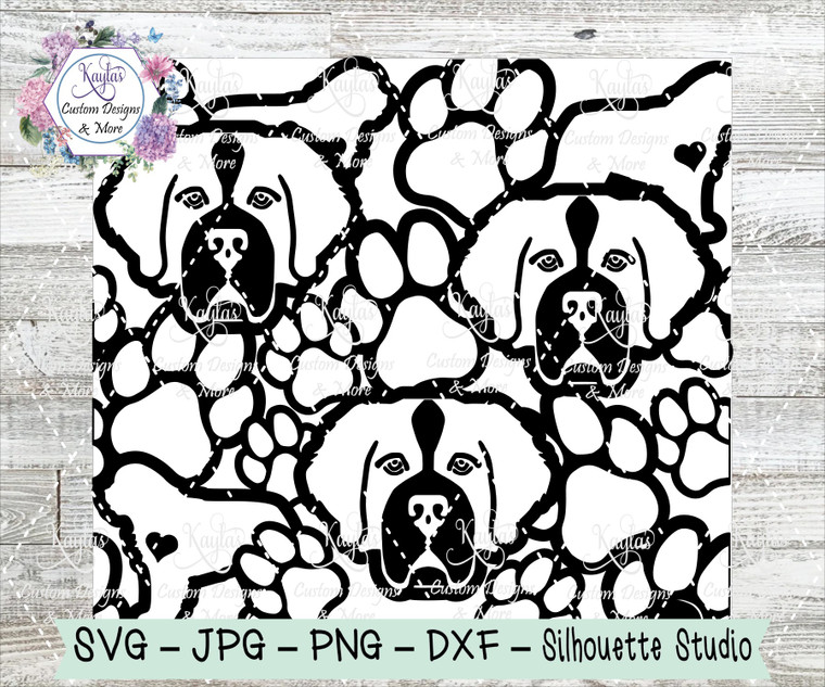 St Bernard Burst Tumbler Template Digital Download