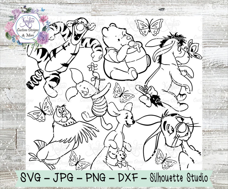 Winnie The Pooh And Friends-Mashup Burst Tumbler Template Digital Download