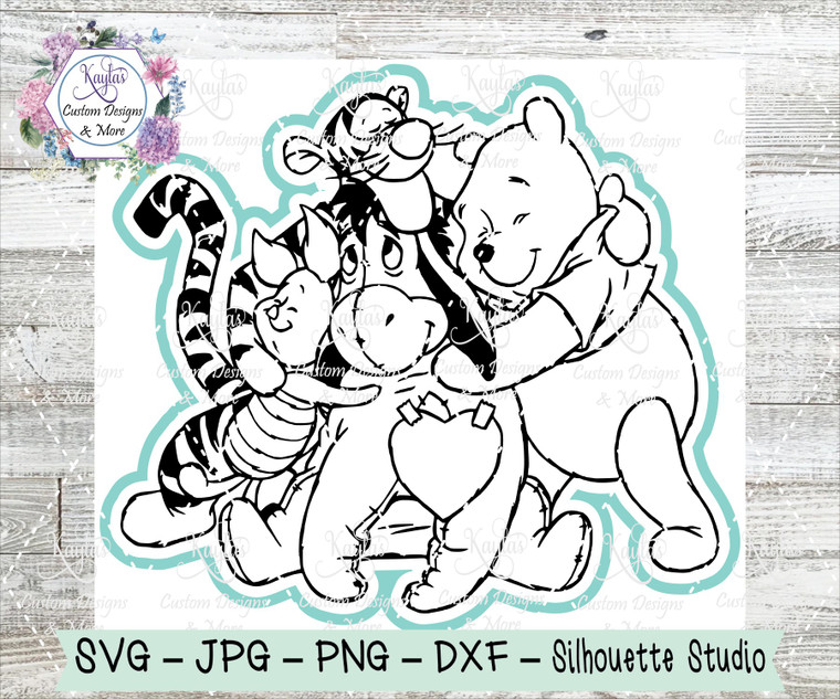 Winnie The Pooh And Friends Burst Tumbler Template Digital Download