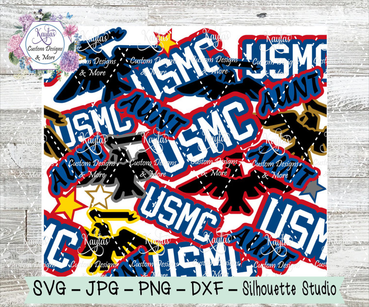 Marines Aunt Burst Tumbler Template Digital Download