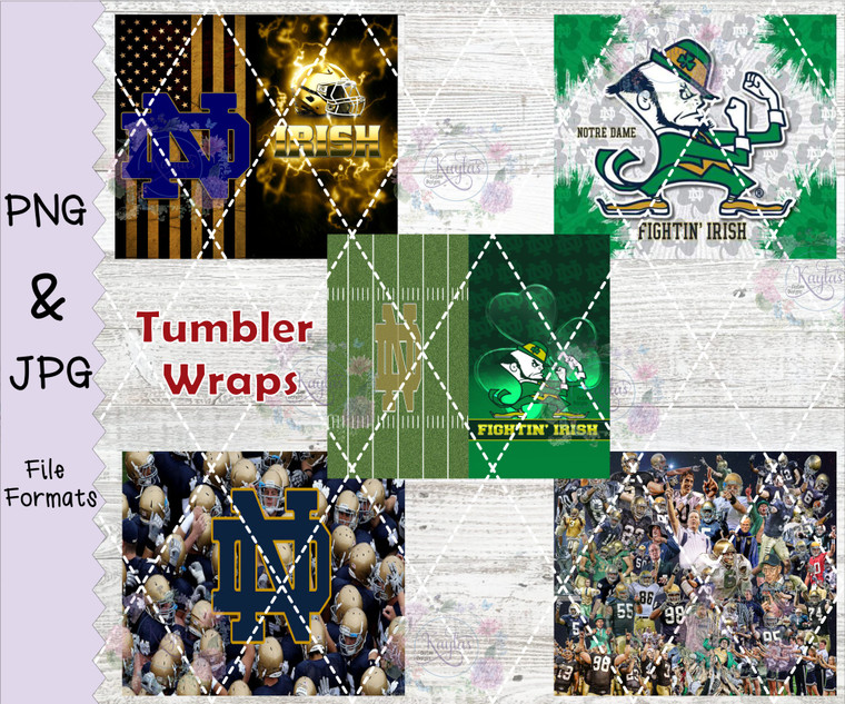 Notre Dame Fighting Irish Tumbler  Wraps Digital Download