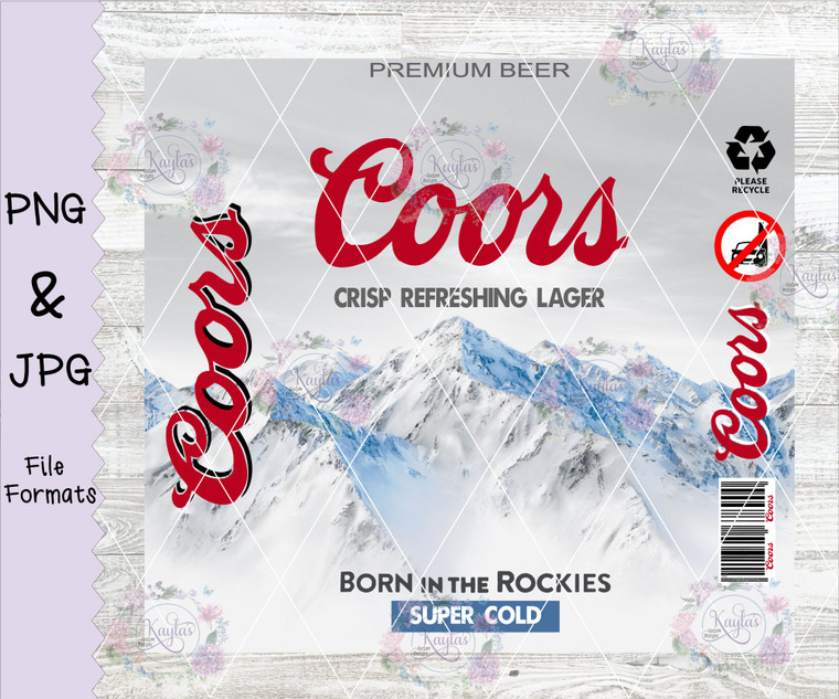 Coors Beer Tumbler Wrap Digital Download