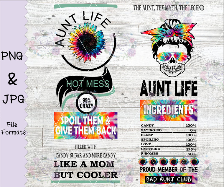 Hot Mess Aunt Life -Teal Digital Download