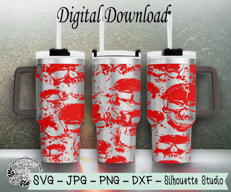 Skulls SVG Tumbler Template Digital Download