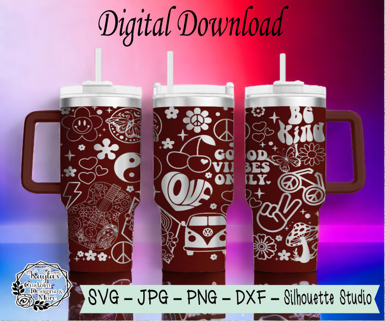 Retro Vibes SVG Tumbler Template Digital Download