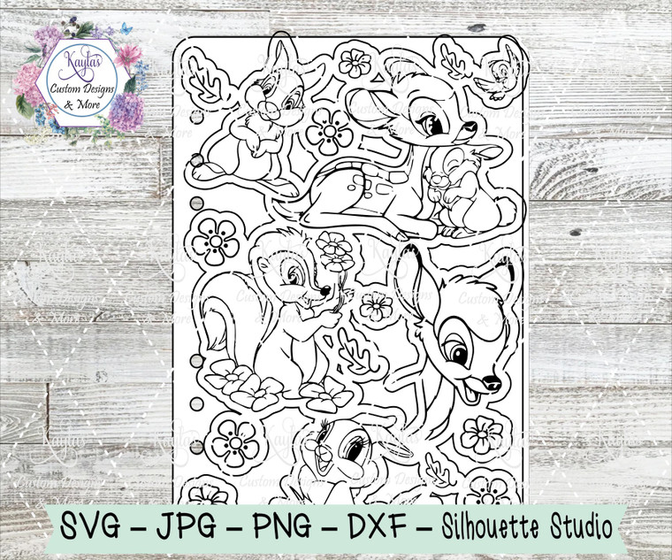 Bambi and Friends Notebook Template Digital Download