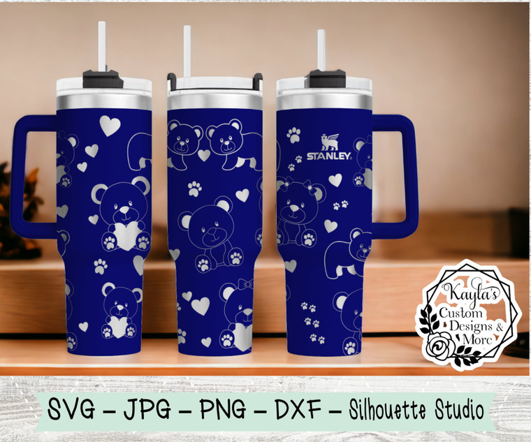 Teddy Bear SVG Tumbler Template Digital Download