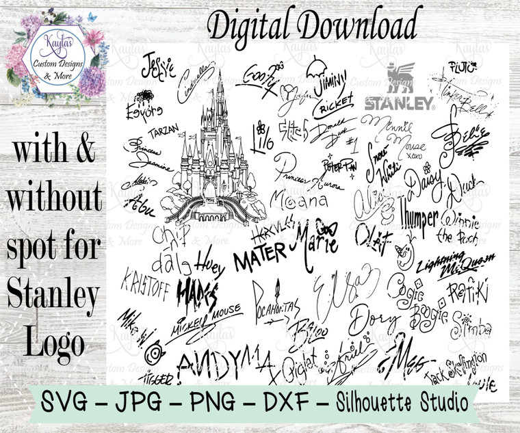 Disney Character Signatures SVG Tumbler Template Digital Download