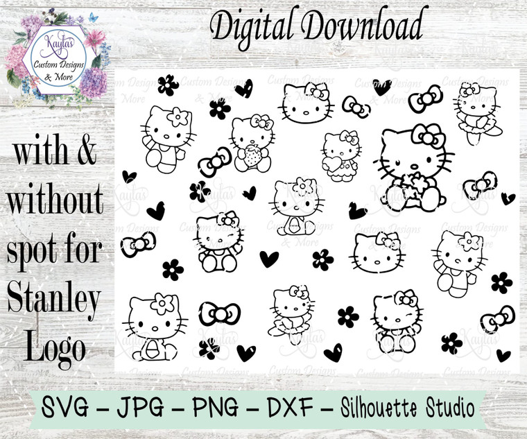 Hello Kitty SVG Tumbler Template Digital Download