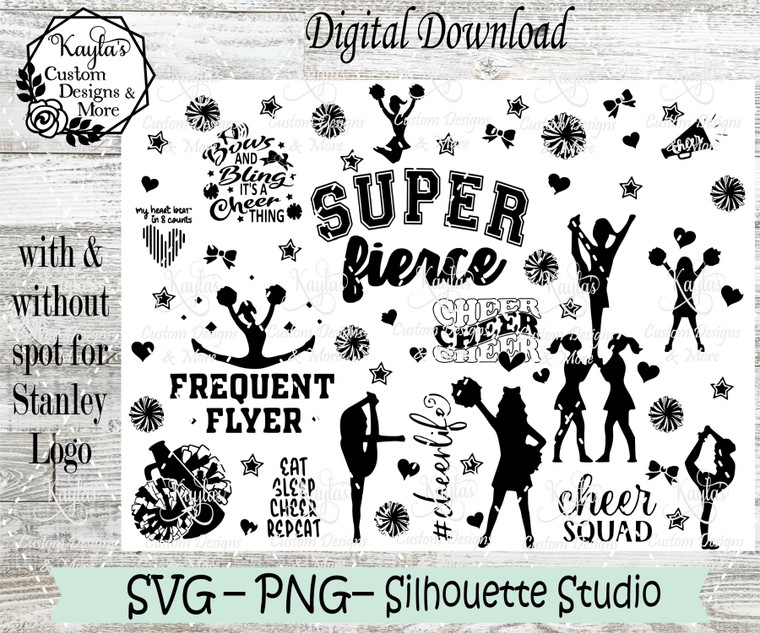 Cheerleading SVG Tumbler Template Digital Download