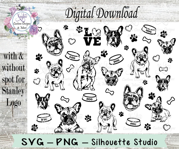 Frenchie Dog Lover SVG Tumbler Template Digital Download
