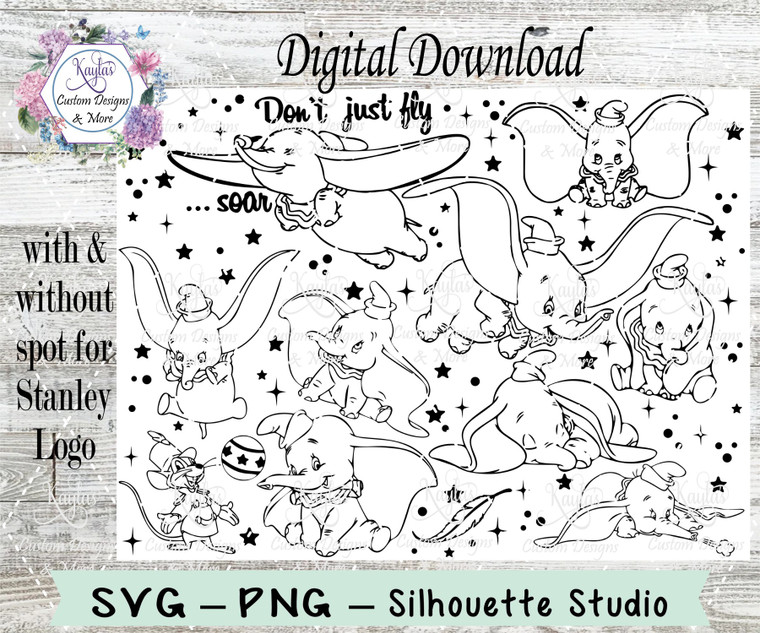 Dumbo SVG Tumbler Template Digital Download