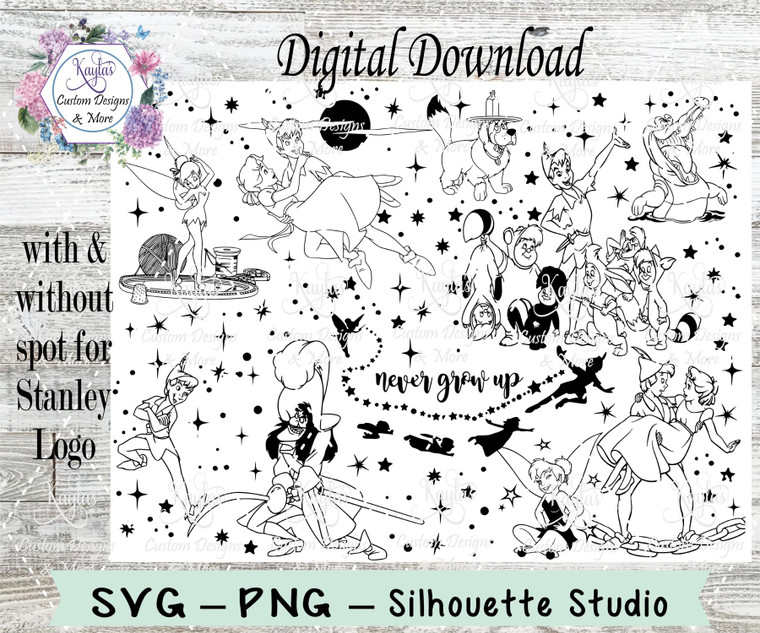 Peter Pan SVG Tumbler Template Digital Download