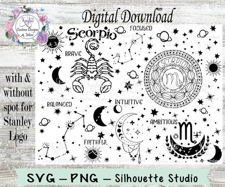 Scorpio Zodiac Sign SVG Tumbler Template Digital Download