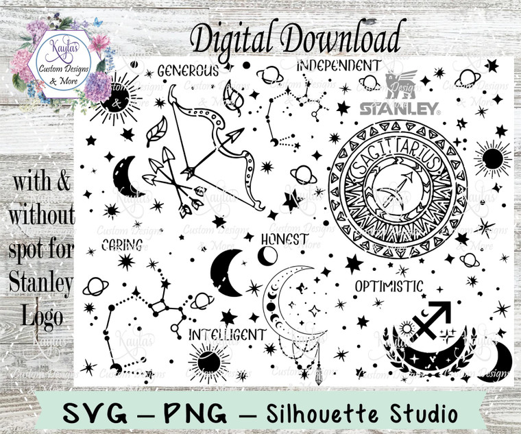 Sagittarius Zodiac Sign SVG Tumbler Template Digital Download