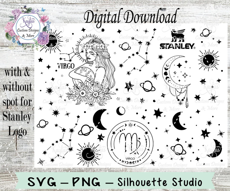 Virgo Zodiac Sign SVG Tumbler Template Digital Download