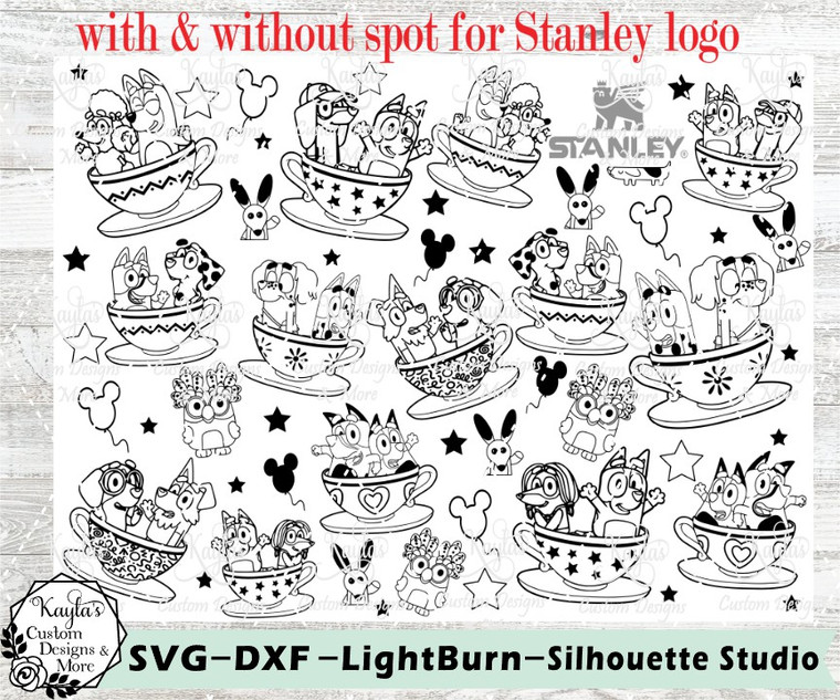 Teacup Bluey SVG Tumbler Template Digital Download