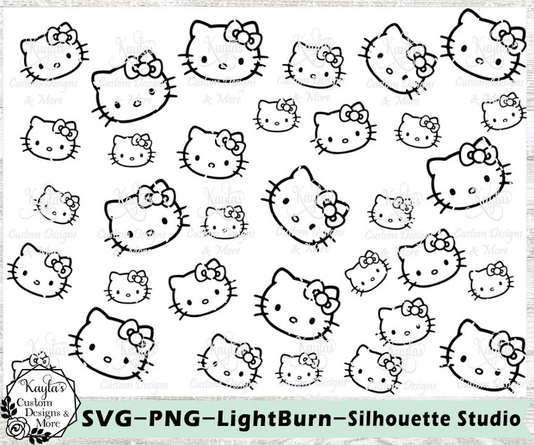 Hello Kitty Heads SVG Tumbler Template Digital Download