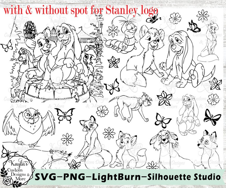 Fox and the Hound Tumbler Template Digital Download