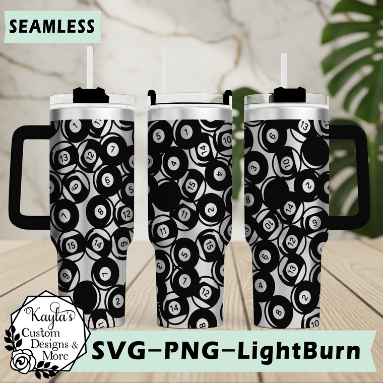 Pool Ball Sports SVG Tumbler Template Digital Download