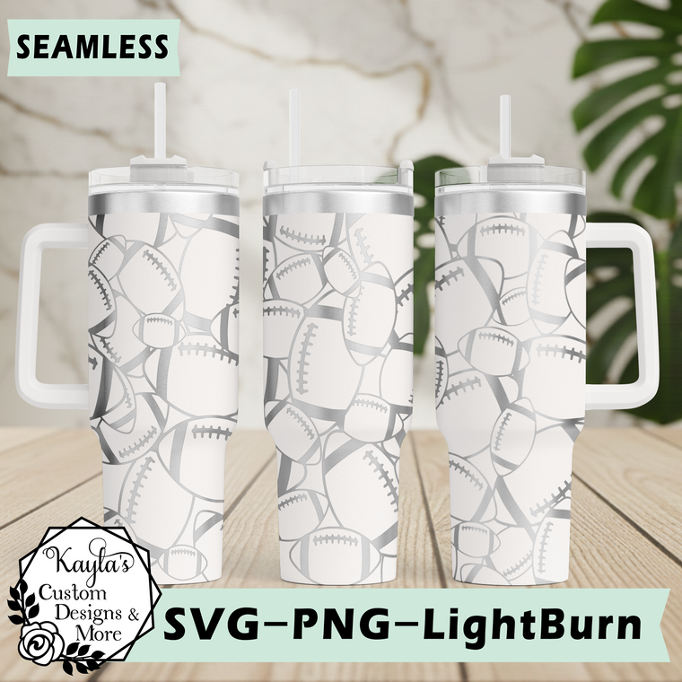 Footballs Sports SVG Tumbler Template Digital Download