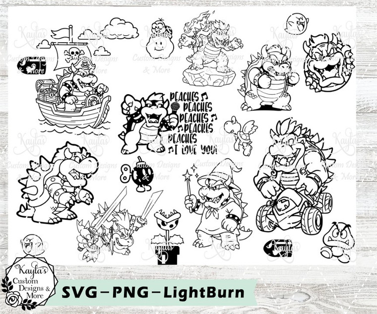 Bowser-Super Mario Enemy SVG Tumbler Template Digital Download