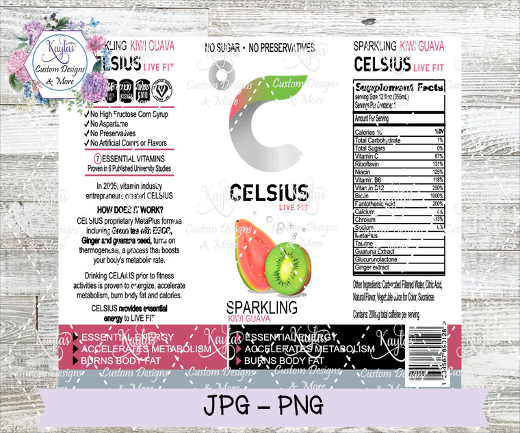 Celsius Live Fit Kiwi Guava Tumbler Wrap Digital Download