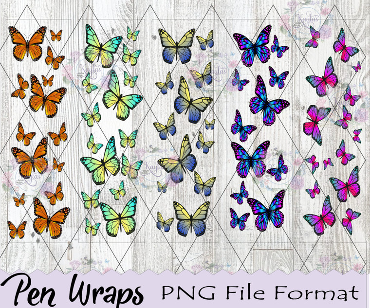 Colorful Butterfly Pen Wraps Digital Download