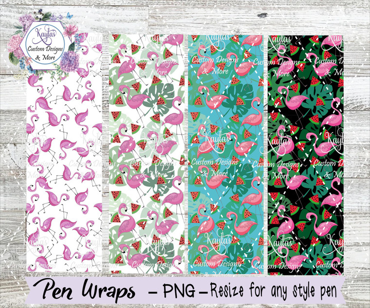 Flamingo Theme Pen Wraps Digital Download