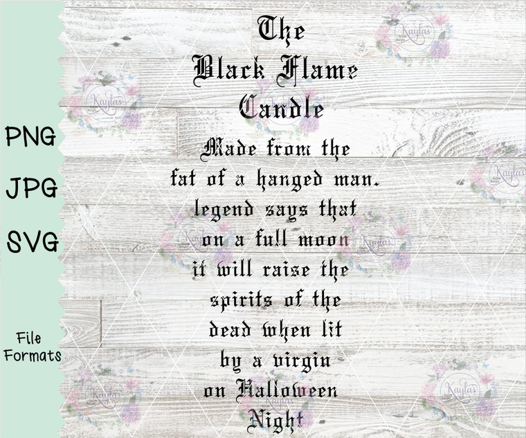 Hocus Pocus Black Flame Candle Poem Digital Download