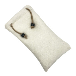 Pipe Pouch Hand Made Cream Faux Suede w/ Cream Leather Draw String 5.7 inches x 3.5 inches