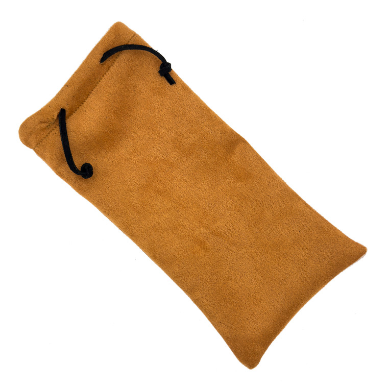 Pipe Pouch Hand Made Tan Faux Suede w/ Black Leather Draw String 8 inches x 4 inches