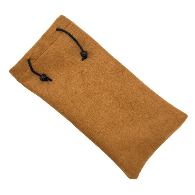 Pipe Pouch Hand Made Tan Faux Suede w/ Black Braided Draw String 8 inches x 4 inches