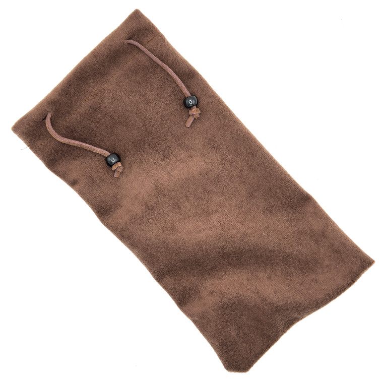 Pipe Pouch Hand Made Brown Faux Suede w/ Brown Leather Draw String 8 inches x 4 inches